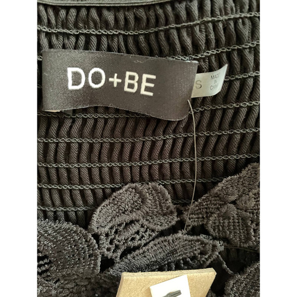NWT Do + Be Womens Off the Shoulder Lace Top Blouse Long Sleeve Size S Black - Picture 5 of 6